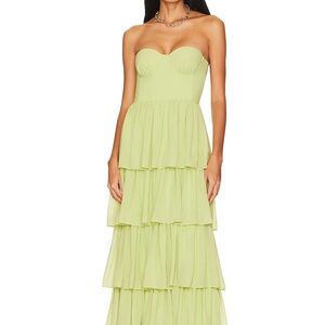 Lovers + Friends Green Strapless Sweetheart Gown